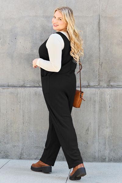 Double Take Full Size Sleeveless Straight Jumpsuit - Browngold Fashion