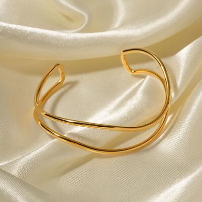 Minimalist Stainless Steel Cuff Bracelet - Browngold Fashion