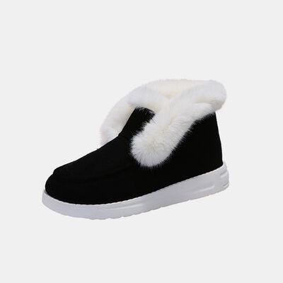 Furry Suede Snow Boots - Browngold Fashion