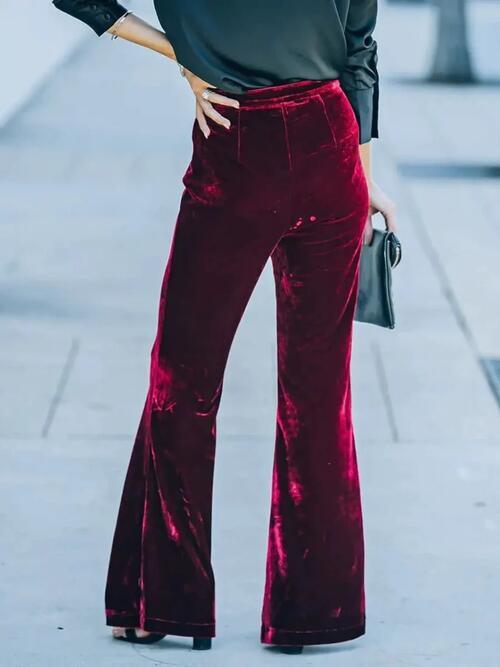 High Waist Flare Pants - Browngold Fashion