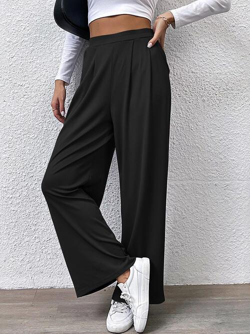 High Waist Straight Pants - Browngold Fashion