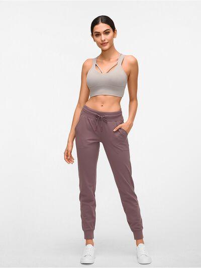 Double Take Tied Joggers with Pockets - Browngold Fashion