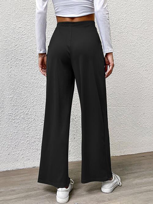 High Waist Straight Pants - Browngold Fashion