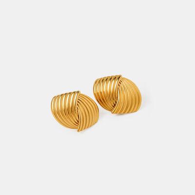 Texture Stainless Steel Stud Earrings - Browngold Fashion