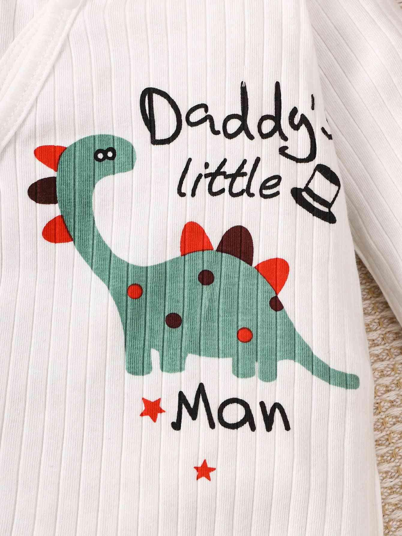 DADDY'S LITTLE MAN Dinosaur Graphic Jumpsuit - Browngold Fashion