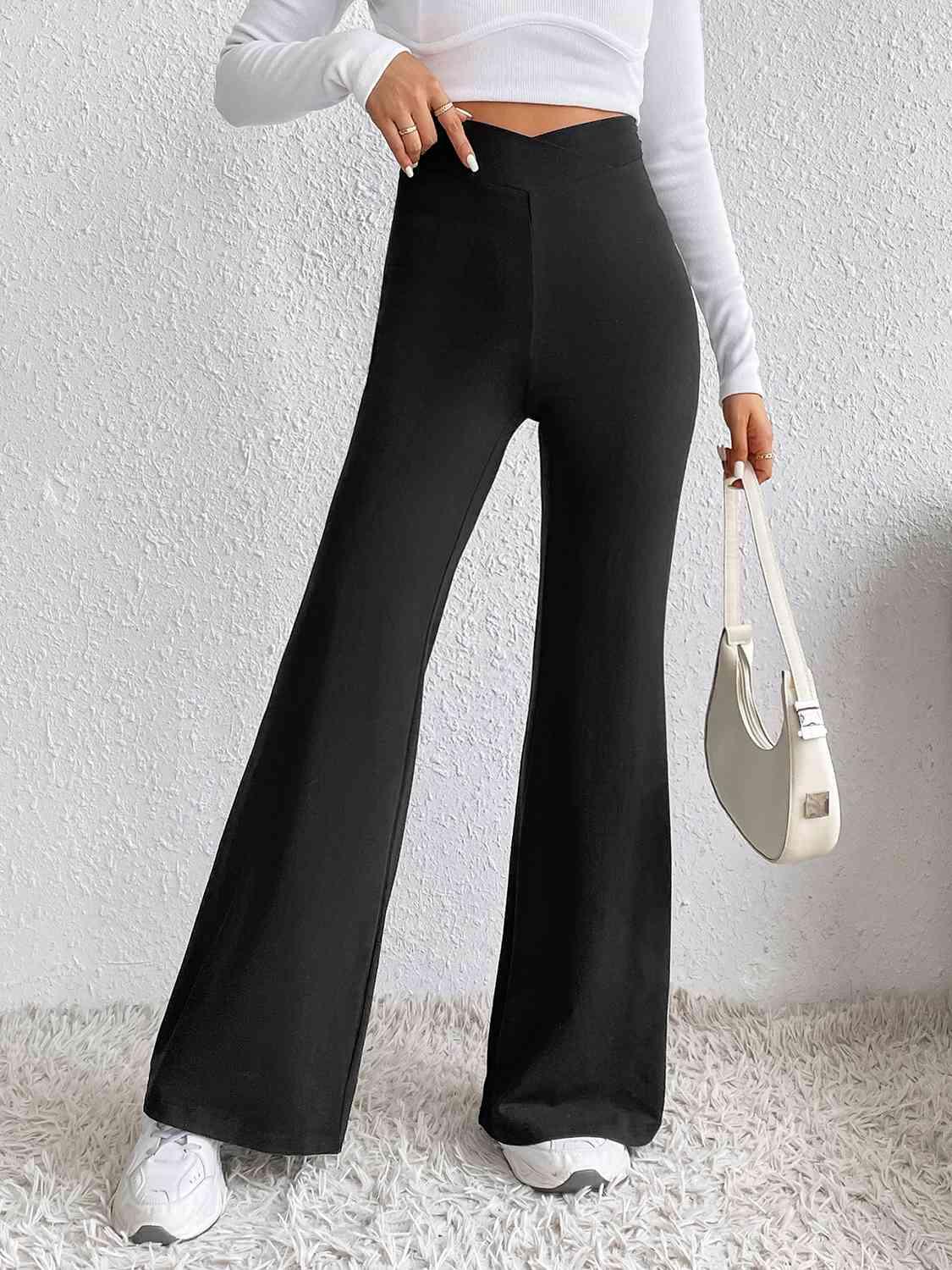 High Waist Flare Pants - Browngold Fashion