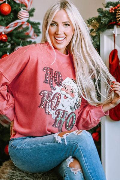 Santa Graphic Dropped Shoulder Sweatshirt - Browngold Fashion