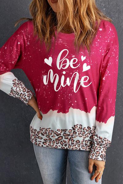 BE MINE Leopard Round Neck Sweatshirt - Browngold Fashion