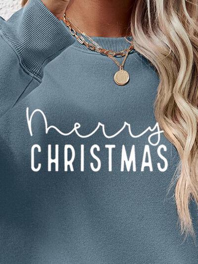 MERRY CHRISTMAS Dropped Shoulder Sweatshirt - Browngold Fashion