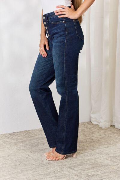 Judy Blue Full Size Button-Fly Straight Jeans - Browngold Fashion