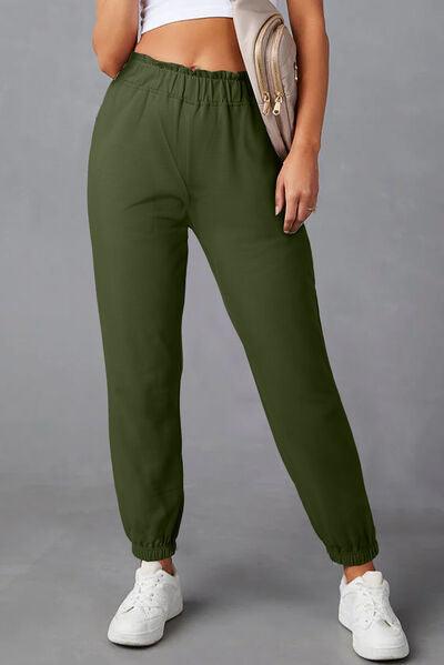 Elastic Waist Joggers - Browngold Fashion