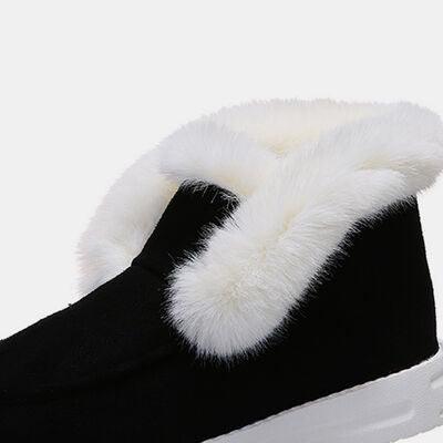 Furry Suede Snow Boots - Browngold Fashion