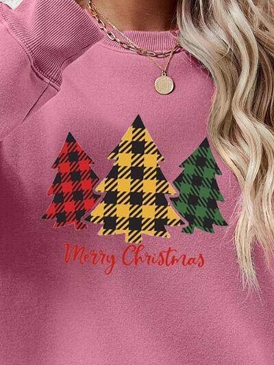 MERRY CHRISTMAS Dropped Shoulder Sweatshirt - Browngold Fashion