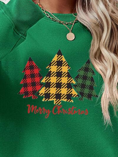 MERRY CHRISTMAS Dropped Shoulder Sweatshirt - Browngold Fashion