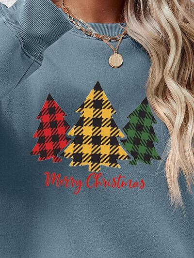 MERRY CHRISTMAS Dropped Shoulder Sweatshirt - Browngold Fashion