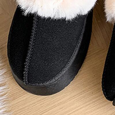 Furry Chunky Platform Slippers - Browngold Fashion