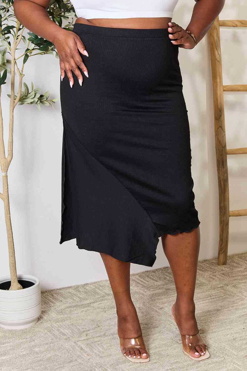 Culture Code Full Size High Waist Midi Skirt - Browngold Fashion