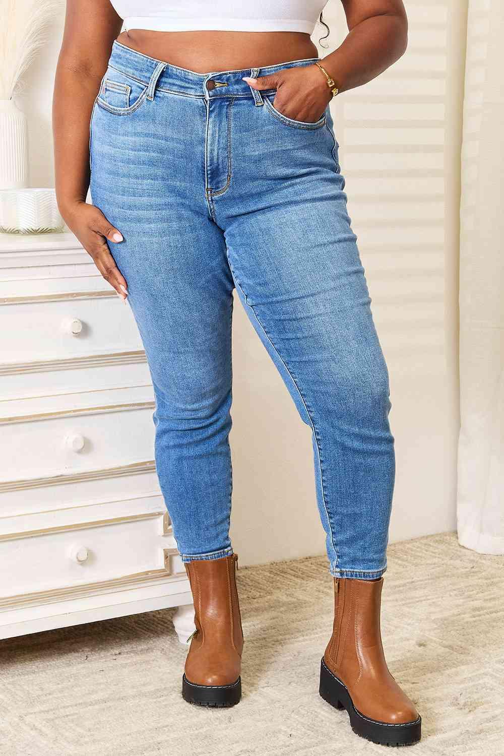 Judy Blue Full Size High Waist Skinny Jeans - Browngold Fashion