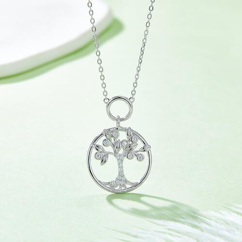 Moissanite 925 Sterling Silver Tree Of Life Pendant Necklace - Browngold Fashion