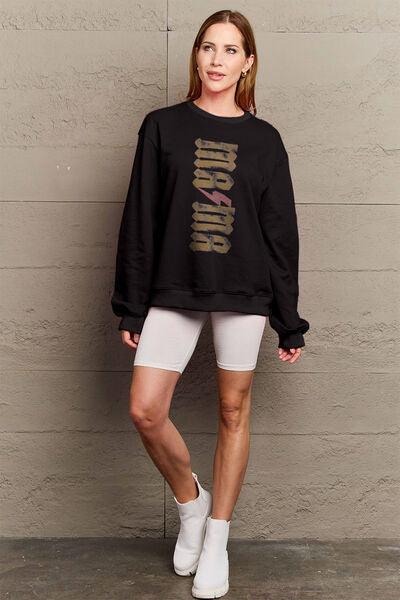 Simply Love Full Size MAMA Round Neck Sweatshirt - Browngold Fashion