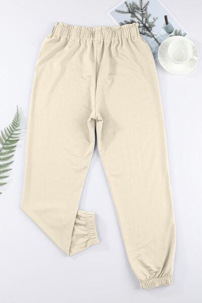 Elastic Waist Joggers - Browngold Fashion