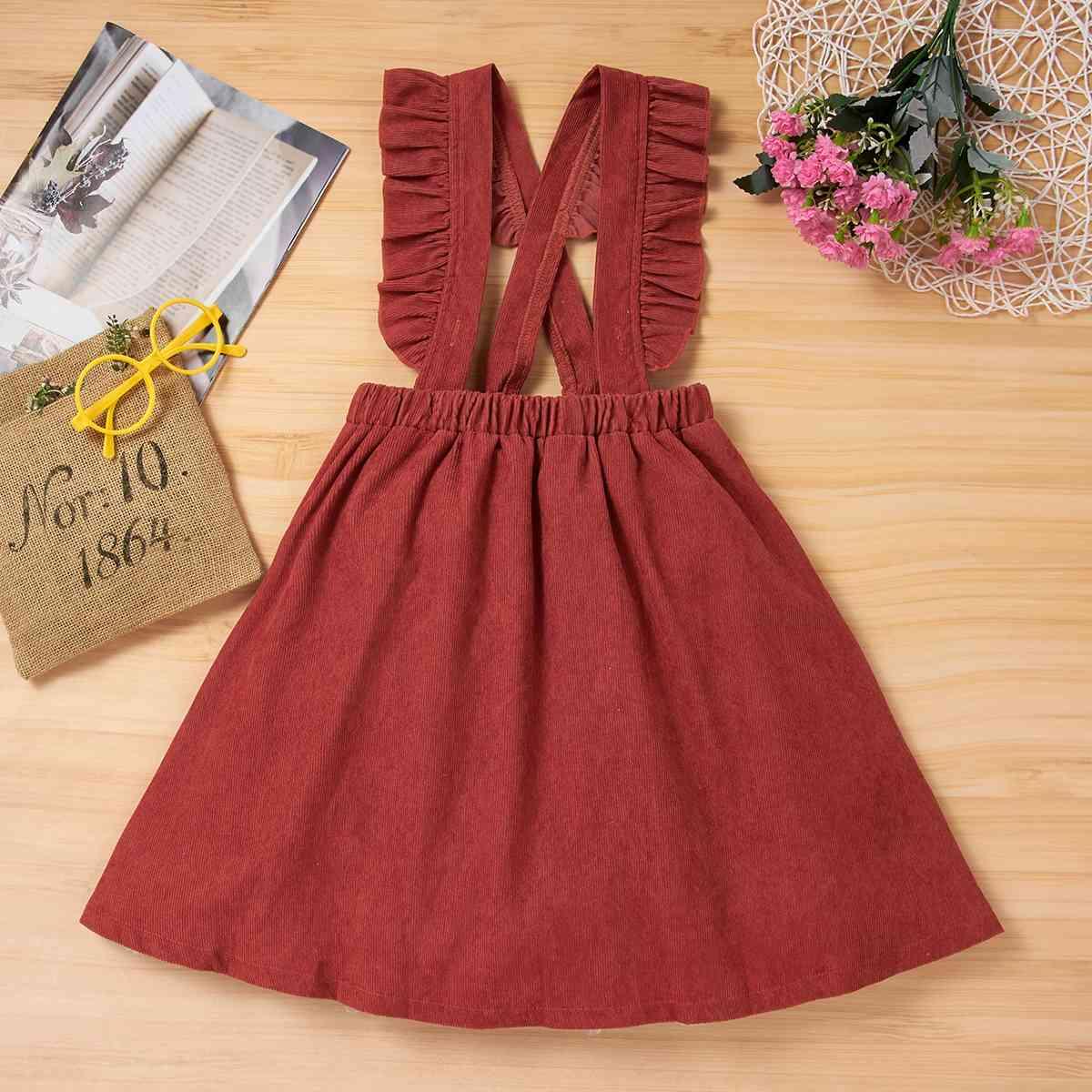 Short Sleeve Top and Overall Skirt Set - Browngold Fashion