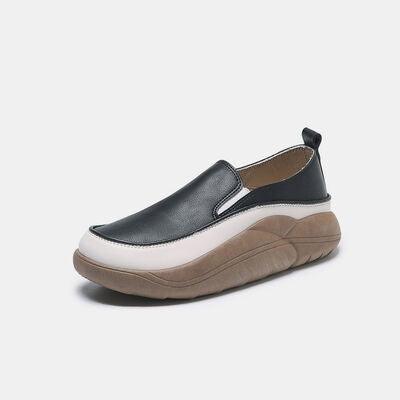 Chunky Slip On Shoes - Browngold Fashion