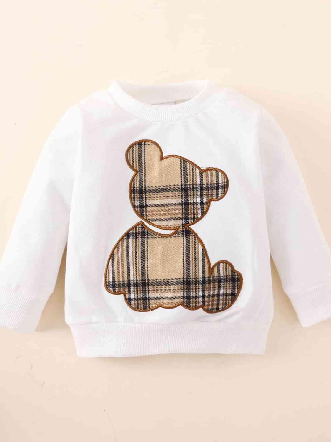 Baby Bear Graphic Sweatshirt and Joggers Set - Browngold Fashion