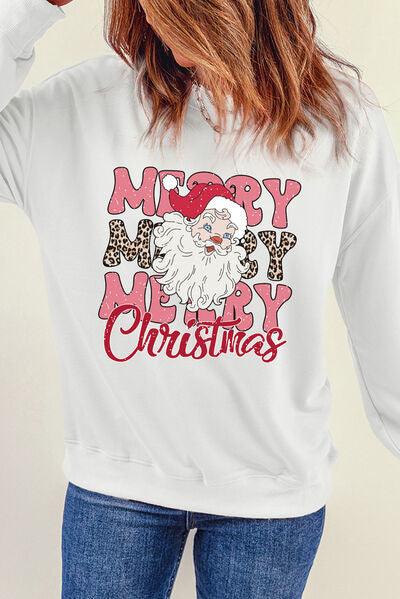 MERRY CHRISTMAS Round Neck Dropped Shoulder Sweatshirt - Browngold Fashion