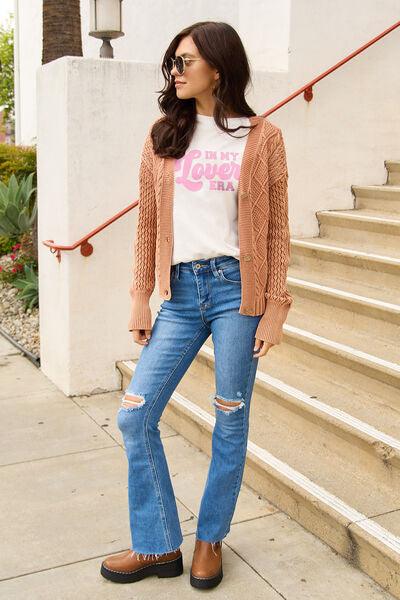 Simply Love Full Size IN MY LOVER ERA Round Neck T-Shirt - Browngold Fashion