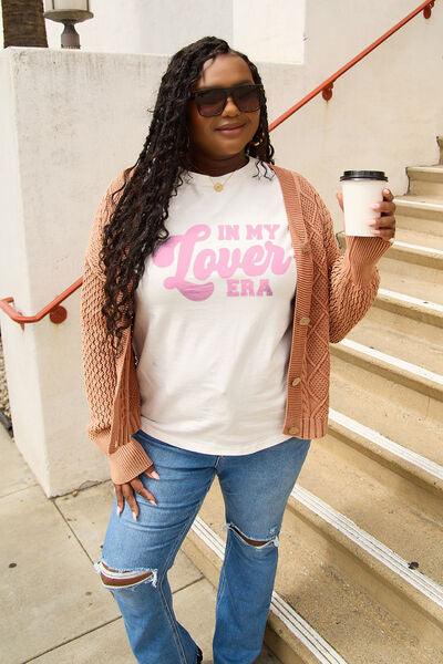 Simply Love Full Size IN MY LOVER ERA Round Neck T-Shirt - Browngold Fashion