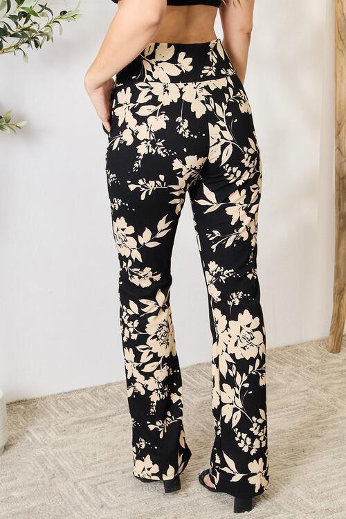 Heimish Full Size High Waist Floral Flare Pants - Browngold Fashion