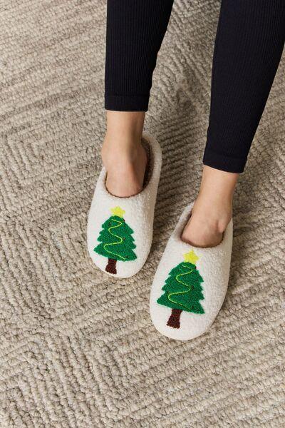 Melody Christmas Tree Cozy Slippers - Browngold Fashion