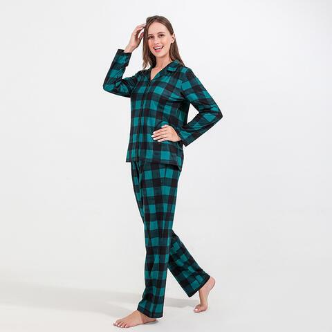 Women Plaid Shirt and Pants Set - Browngold Fashion