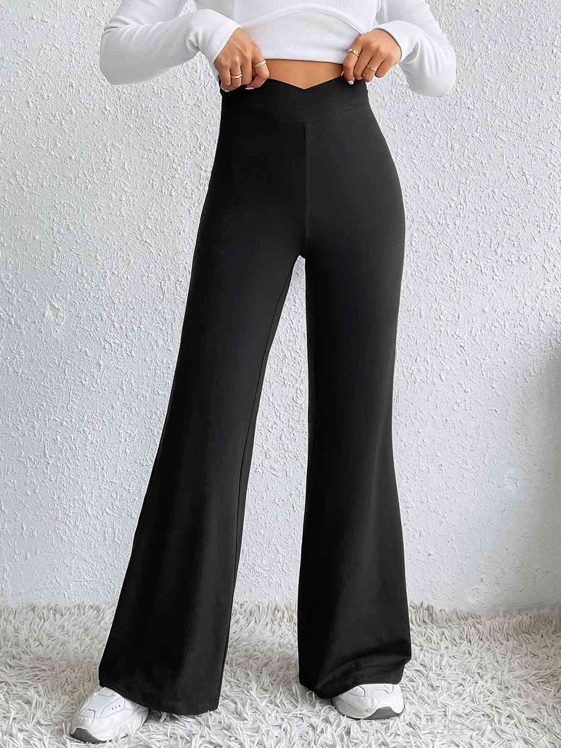 High Waist Flare Pants - Browngold Fashion