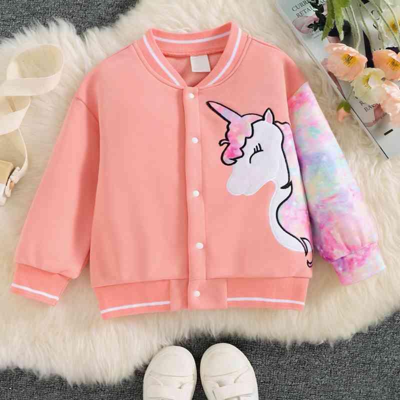 Unicorn Graphic Long Sleeve Jacket - Browngold Fashion