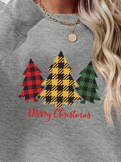 MERRY CHRISTMAS Dropped Shoulder Sweatshirt - Browngold Fashion