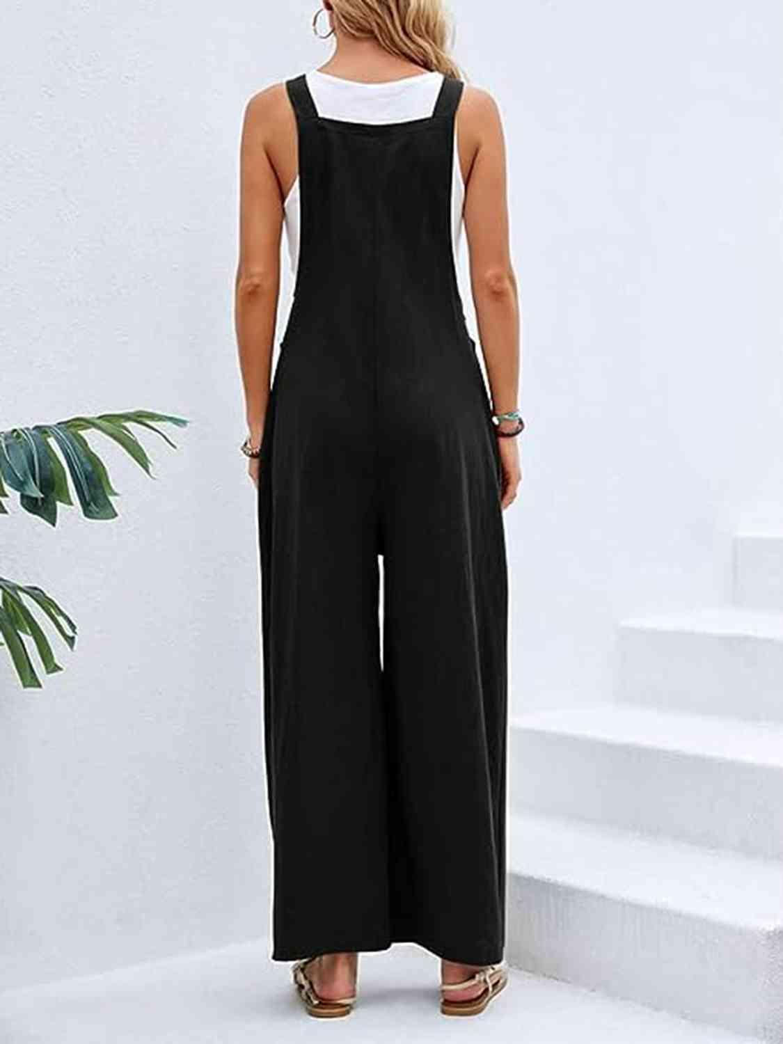 Full Size Wide Leg Overalls with Pockets - Browngold Fashion