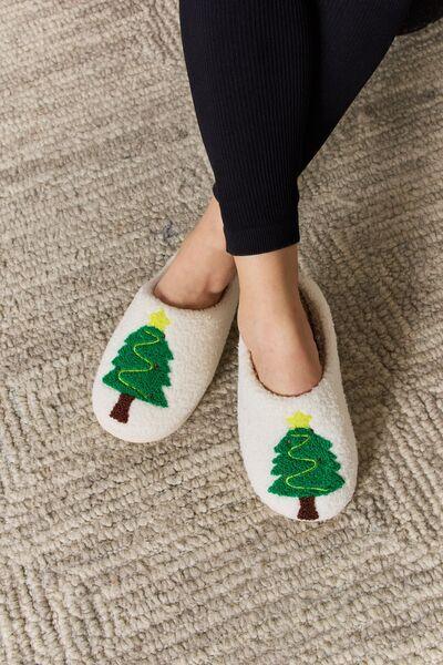 Melody Christmas Tree Cozy Slippers - Browngold Fashion