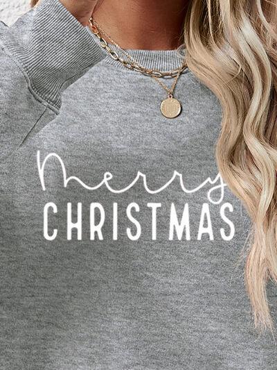 MERRY CHRISTMAS Dropped Shoulder Sweatshirt - Browngold Fashion