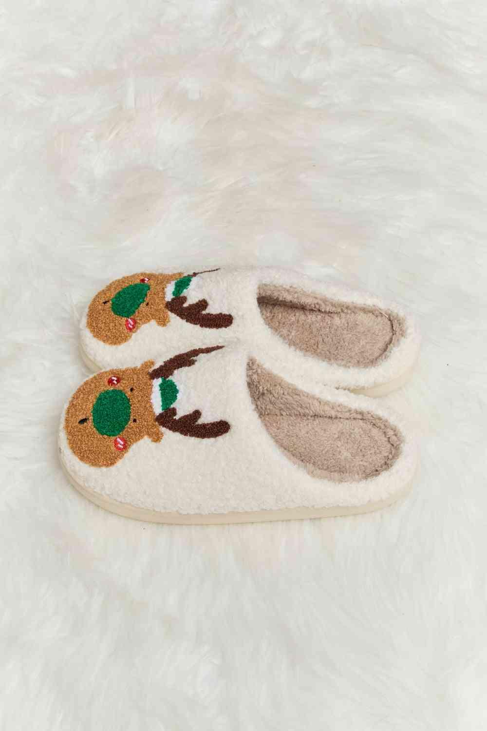 Melody Rudolph Print Plush Slide Slippers - Browngold Fashion