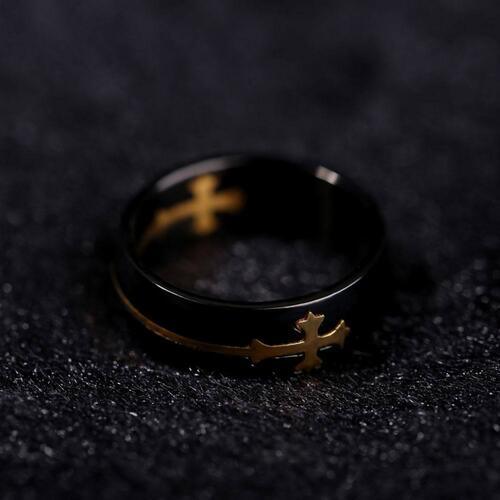 Cross Titanium Steel Ring - Browngold Fashion