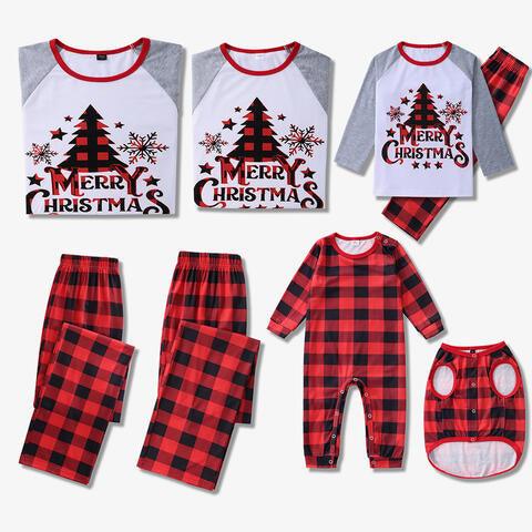 Men MERRY CHRISTMAS Graphic Top and Plaid Pants Set - Browngold Fashion