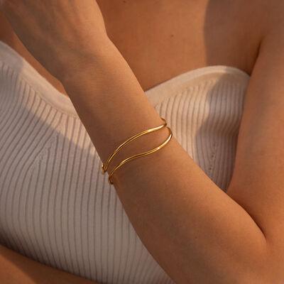 Minimalist Stainless Steel Cuff Bracelet - Browngold Fashion