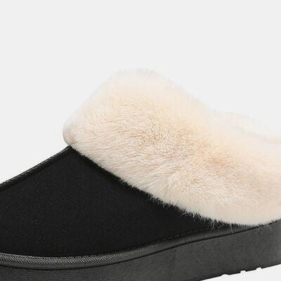 Furry Chunky Platform Slippers - Browngold Fashion