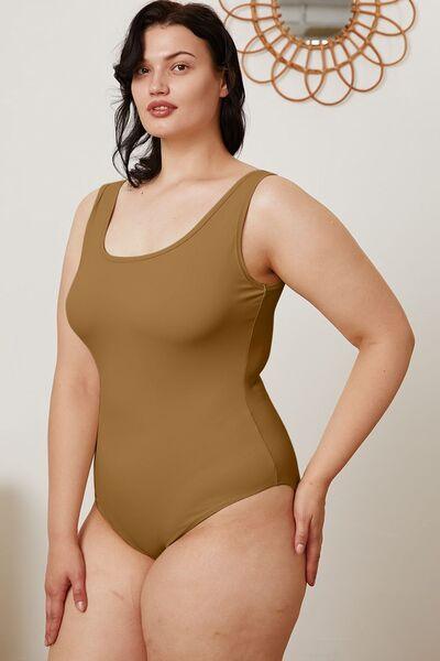 Basic Bae Full Size Square Neck Sleeveless Bodysuit - Browngold Fashion